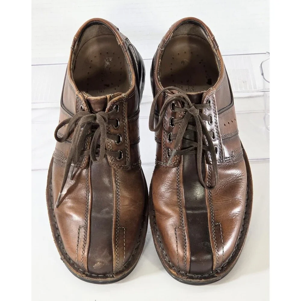 Clarks Men's Size 8M Brown Leather Oxford Comfort Shoes Lace Up Casual Walking